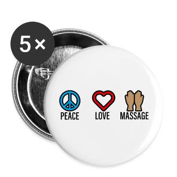 Massage Paix Amour 2 - Lot de 5 grands badges (56 mm) - blanc - Devant