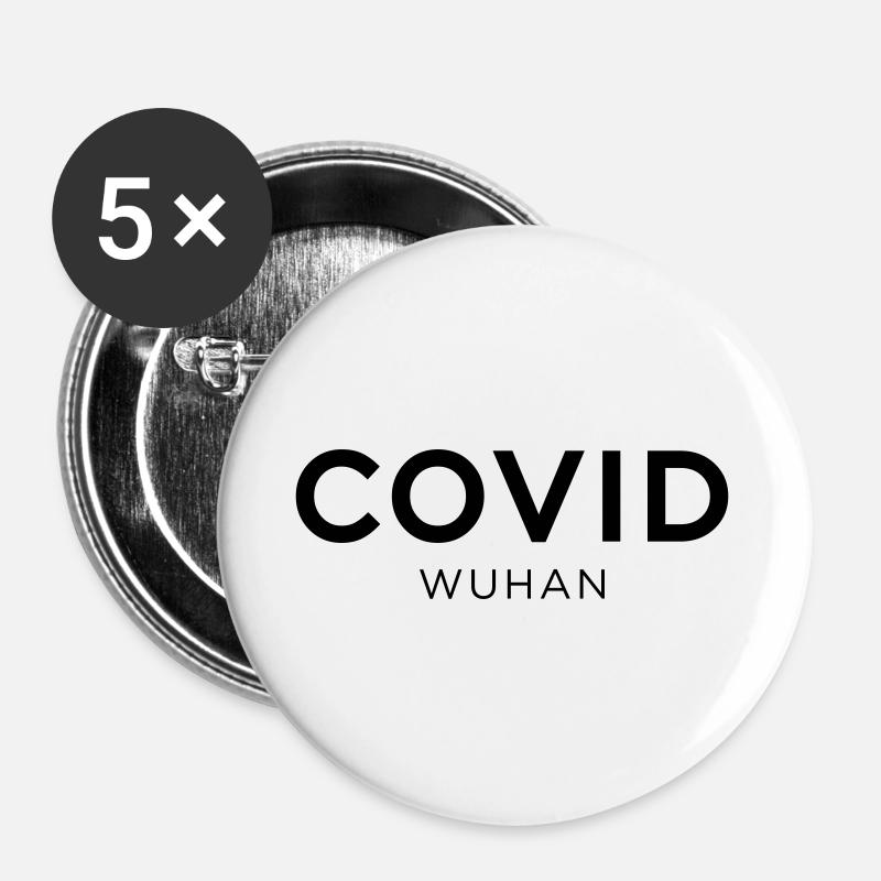 Covid Wuhan - Buttons large 2.2''/56 mm (5-pack) - white
