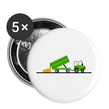 Tracteur - Lot de 5 grands badges (56 mm) - blanc - Devant