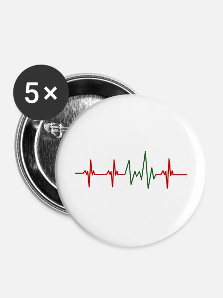 Herzschlag Marokko - Buttons groß 56 mm (5er Pack) - Weiß