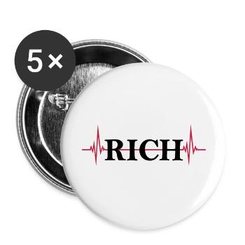 Logo Puls Riche - Lot de 5 grands badges (56 mm) - blanc - Devant