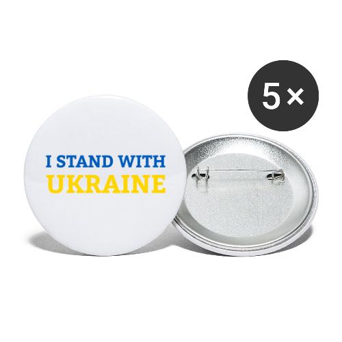 I stand with Ukraine Support & Solidarität - Buttons groß 56 mm (5er Pack)