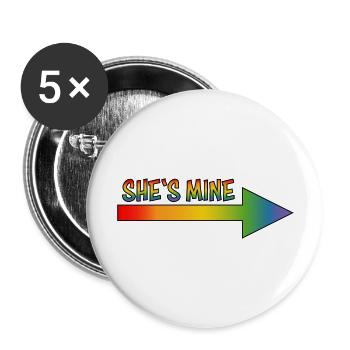 ELLE S MINE lesbienne LGBT LGBTQI queer - Lot de 5 grands badges (56 mm) - blanc - Devant
