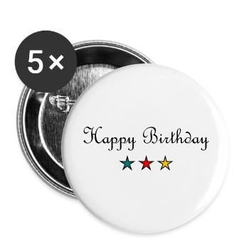 JAHRESTAG. ALLES GUTE ZUM GEBURTSTAG!. ALLES GUTE ZUM GEBURTSTAG!. - Buttons groß 56 mm (5er Pack) - Weiß - Vorne