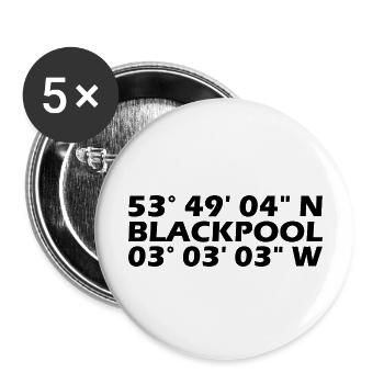 Blackpool Koordinaten - Buttons groß 56 mm (5er Pack) - Weiß - Vorne