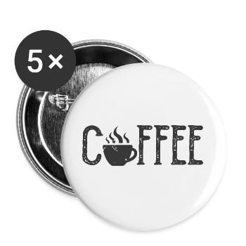 Coffee Cafe Kaffee Symbol Logo icon Illustration - Buttons groß 56 mm (5er Pack) - Weiß - Vorne