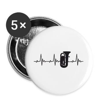 Tuba heartbeat frequency pulse ECG - Buttons large 2.2''/56 mm (5-pack) - white - Front