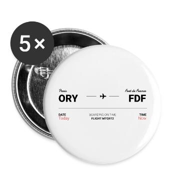 Paris - Fort de France - Lot de 5 grands badges (56 mm) - blanc - Devant