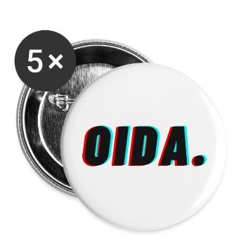 oida. - Das Wiener Original - Buttons groß 56 mm (5er Pack) - Weiß - Vorne
