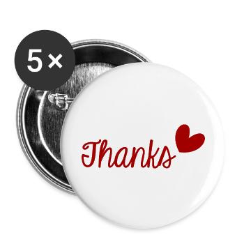 VIELEN DANK. DANKE. VIELEN DANK. JAHRESTAG. GEBURT. - Buttons groß 56 mm (5er Pack) - Weiß - Vorne