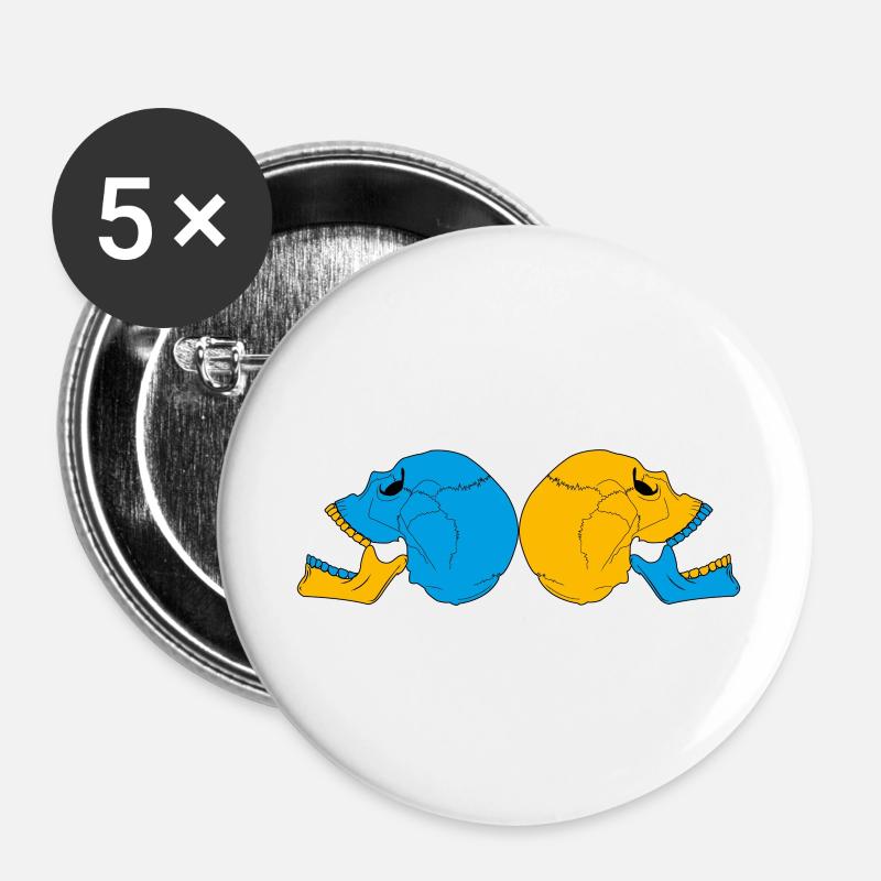 Colorful double skull - Buttons large 2.2''/56 mm (5-pack) - white
