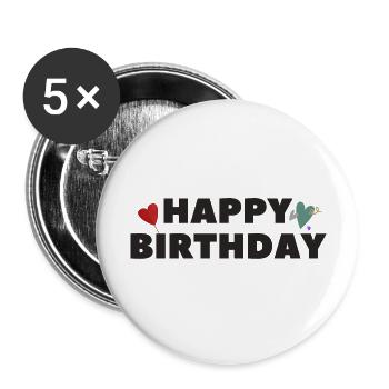 Bonne idée cadeau d’anniversaire - Lot de 5 grands badges (56 mm) - blanc - Devant