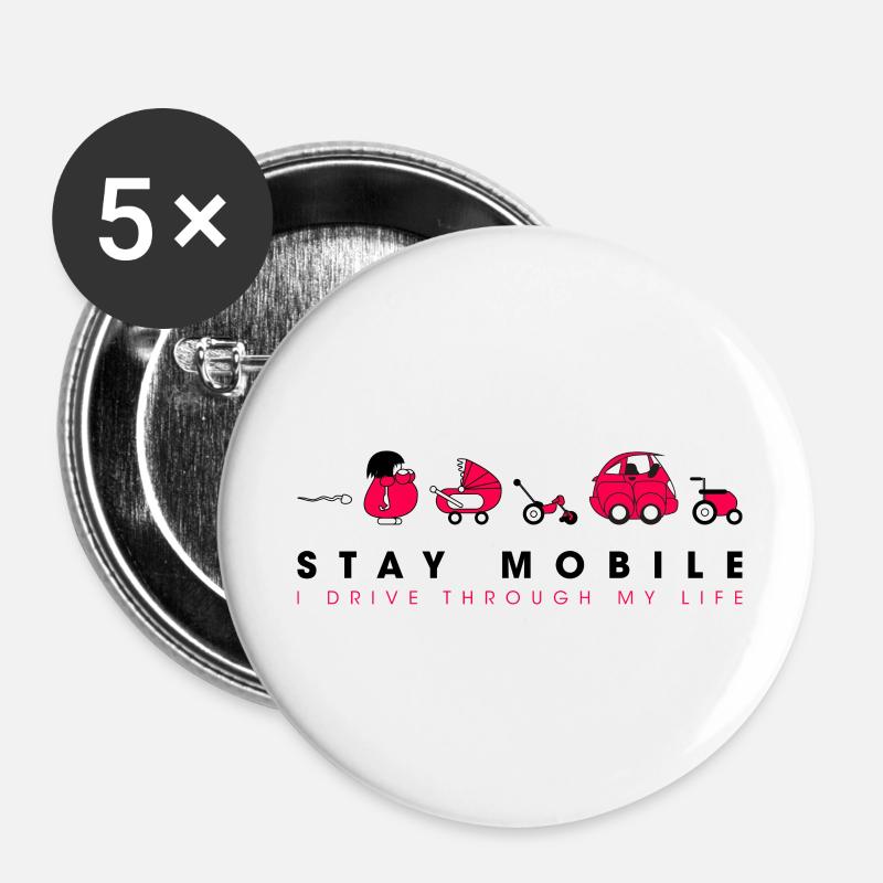 Stay Mobile - Buttons large 2.2''/56 mm (5-pack) - white