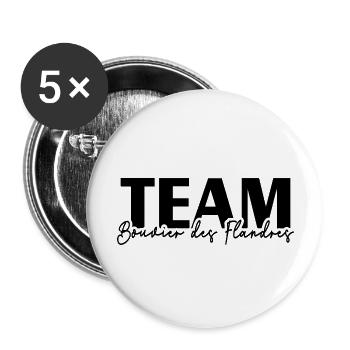 TEAM BOUVIER DES FLANDRES Chien Wilsigns IGP - Lot de 5 grands badges (56 mm) - blanc - Devant