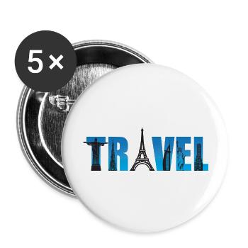 Reisen, travel, Eifelturm, - Buttons groß 56 mm (5er Pack) - Weiß - Vorne