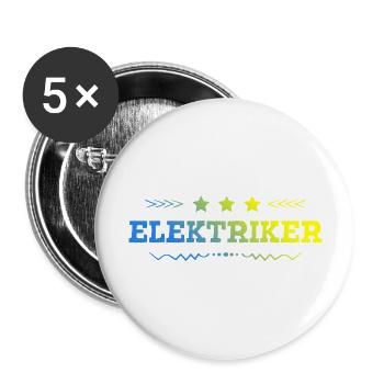 Elektriker Beruf - Buttons groß 56 mm (5er Pack) - Weiß - Vorne