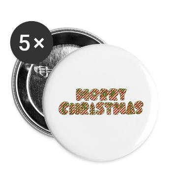 Frohe Weihnachten Weihnachten Weihnachtsfeiertag Winter Weihnachtsmann Fröhlich - Buttons groß 56 mm (5er Pack) - Weiß - Vorne