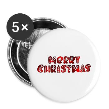 Frohe Weihnachten Weihnachten Weihnachtsfeiertag Winter Weihnachtsmann Fröhlich - Buttons groß 56 mm (5er Pack) - Weiß - Vorne