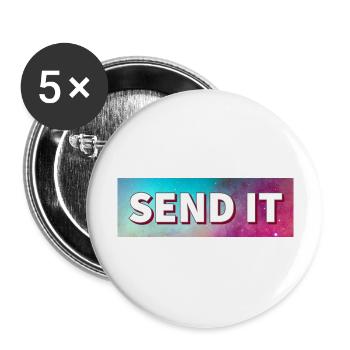 SEND IT Boxlogo - Buttons groß 56 mm (5er Pack) - Weiß - Vorne