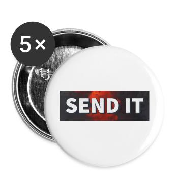 SEND IT Boxlogo - Buttons groß 56 mm (5er Pack) - Weiß - Vorne