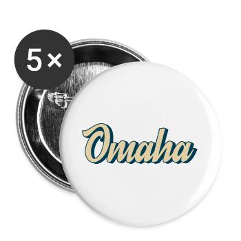 Omaha Script Retro - Buttons large 2.2''/56 mm (5-pack) - white - Front