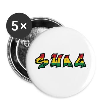 SWAG Rastafari Graffiti Schrift - Buttons groß 56 mm (5er Pack) - Weiß - Vorne