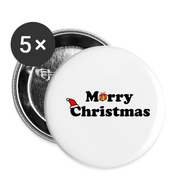 Merry Christmas - Buttons groß 56 mm (5er Pack) - Weiß - Vorne