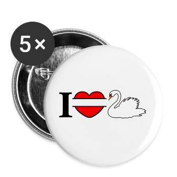 J’aime mon cygne blanc - Lot de 5 grands badges (56 mm) - blanc - Devant