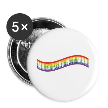 make love not war | Rainbow flag - Buttons groß 56 mm (5er Pack) - Weiß - Vorne