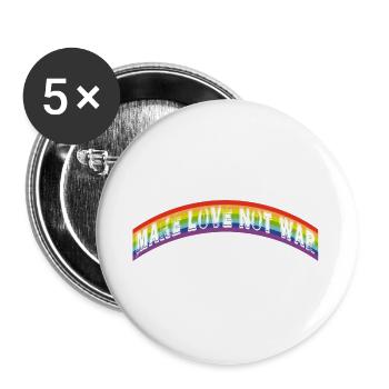 make love not was | rainbow flag - Buttons large 2.2''/56 mm (5-pack) - white - Front