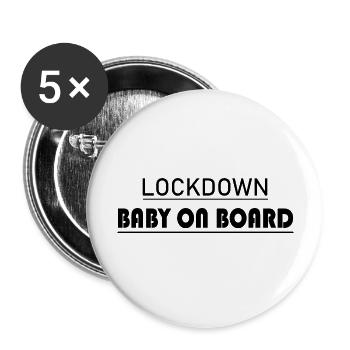 Schwangerschaft Babyparty Babyshower Boy Girl - Buttons groß 56 mm (5er Pack) - Weiß - Vorne