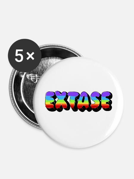 Regenbogen-Ekstase - Buttons groß 56 mm (5er Pack) - Weiß
