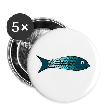 SARDINE. FISH. APRIL FOOL. EASTER. SEA - Buttons large 2.2''/56 mm (5-pack) - white - Front