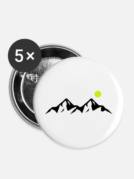 mountains - Buttons groß 56 mm (5er Pack) - Weiß