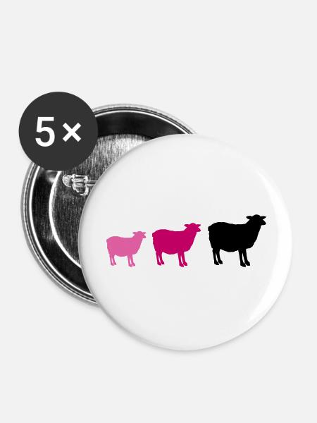 sheep family - Buttons groß 56 mm (5er Pack) - Weiß