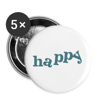 HAPPY - Buttons groß 56 mm (5er Pack) - Weiß - Vorne