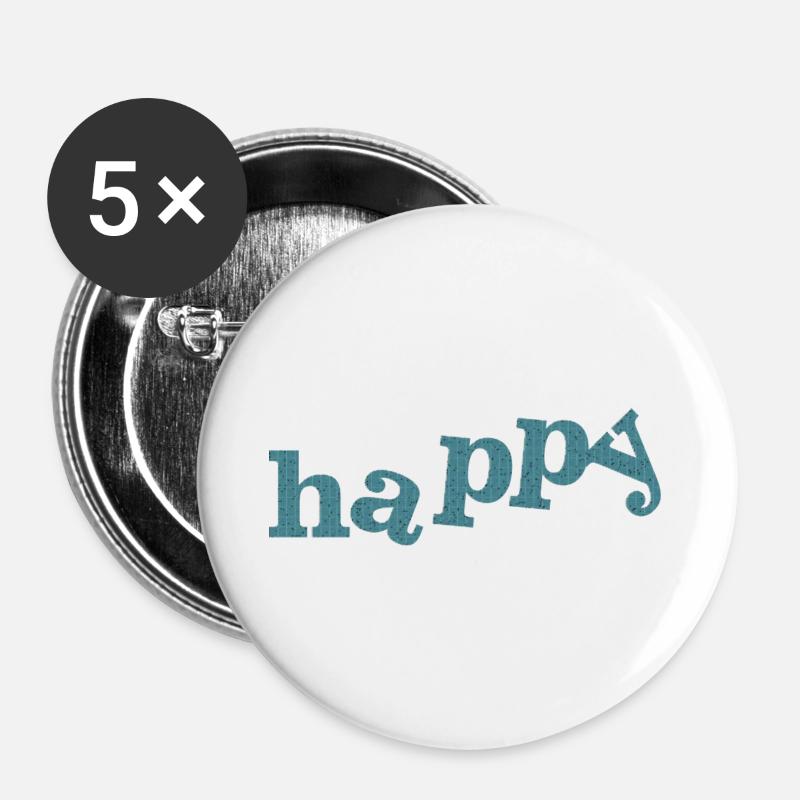 HAPPY - Buttons large 2.2''/56 mm (5-pack) - white