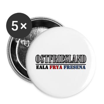Ostfriesland - Eala Frya Fresena - Buttons groß 56 mm (5er Pack) - Weiß - Vorne