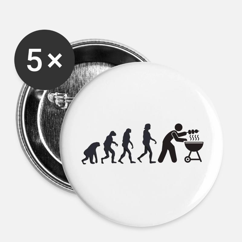 Barbecue - Human evolution - Buttons large 2.2''/56 mm (5-pack) - white