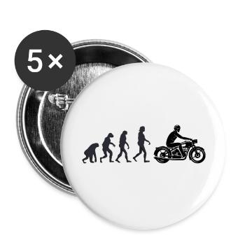 Motorradfahrer - Menschliche Evolution - Buttons groß 56 mm (5er Pack) - Weiß - Vorne