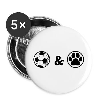 Fußball Soccer - Buttons groß 56 mm (5er Pack) - Weiß - Vorne