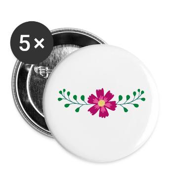 Flower Blume Pflanze - Buttons groß 56 mm (5er Pack) - Weiß - Vorne