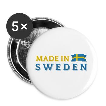Hergestellt in Schweden - Buttons groß 56 mm (5er Pack) - Weiß - Vorne