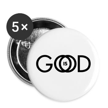 GOD IS GOOD - Buttons large 2.2''/56 mm (5-pack) - white - Front