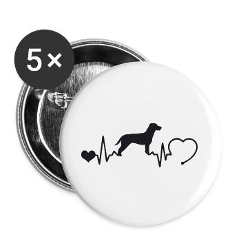 Jack Russell Terrier mit Herzschlag - Buttons groß 56 mm (5er Pack) - Weiß - Vorne
