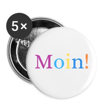 Moin! - Buttons groß 56 mm (5er Pack) - Weiß - Vorne