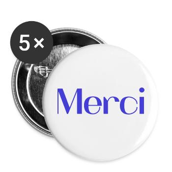 MERCI. MAÎTRESSE. MAÎTRE. MERCI MAÎTRESSE - Lot de 5 grands badges (56 mm) - blanc - Devant