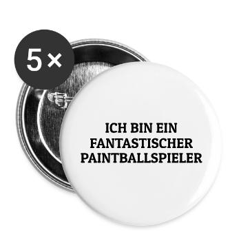 Paintball Airsoft - Buttons groß 56 mm (5er Pack) - Weiß - Vorne