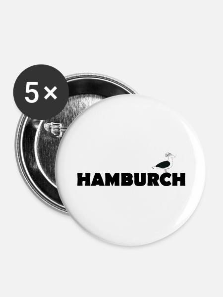 Hamburch - Buttons groß 56 mm (5er Pack) - Weiß