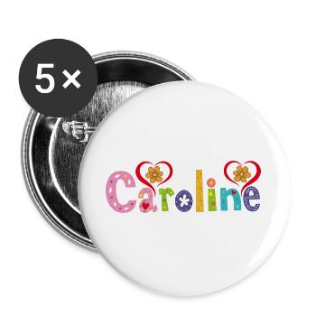 Personalisierter Caroline-Name - Buttons groß 56 mm (5er Pack) - Weiß - Vorne